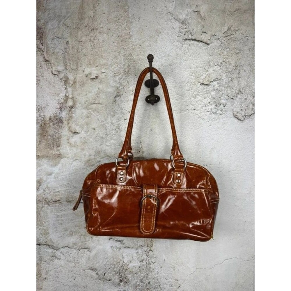 Butler Bag by Jen Grover-Cognac Brown Leather-Look Shoulder Bag
